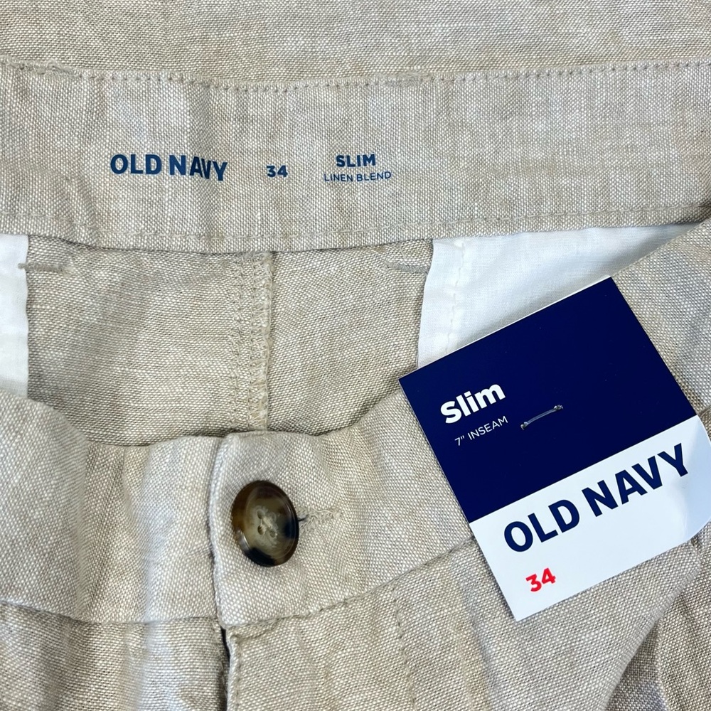 2 pc Old Navy Men’s linen slim shorts bundle inseam 7 inches size 34 - Picture 2 of 7